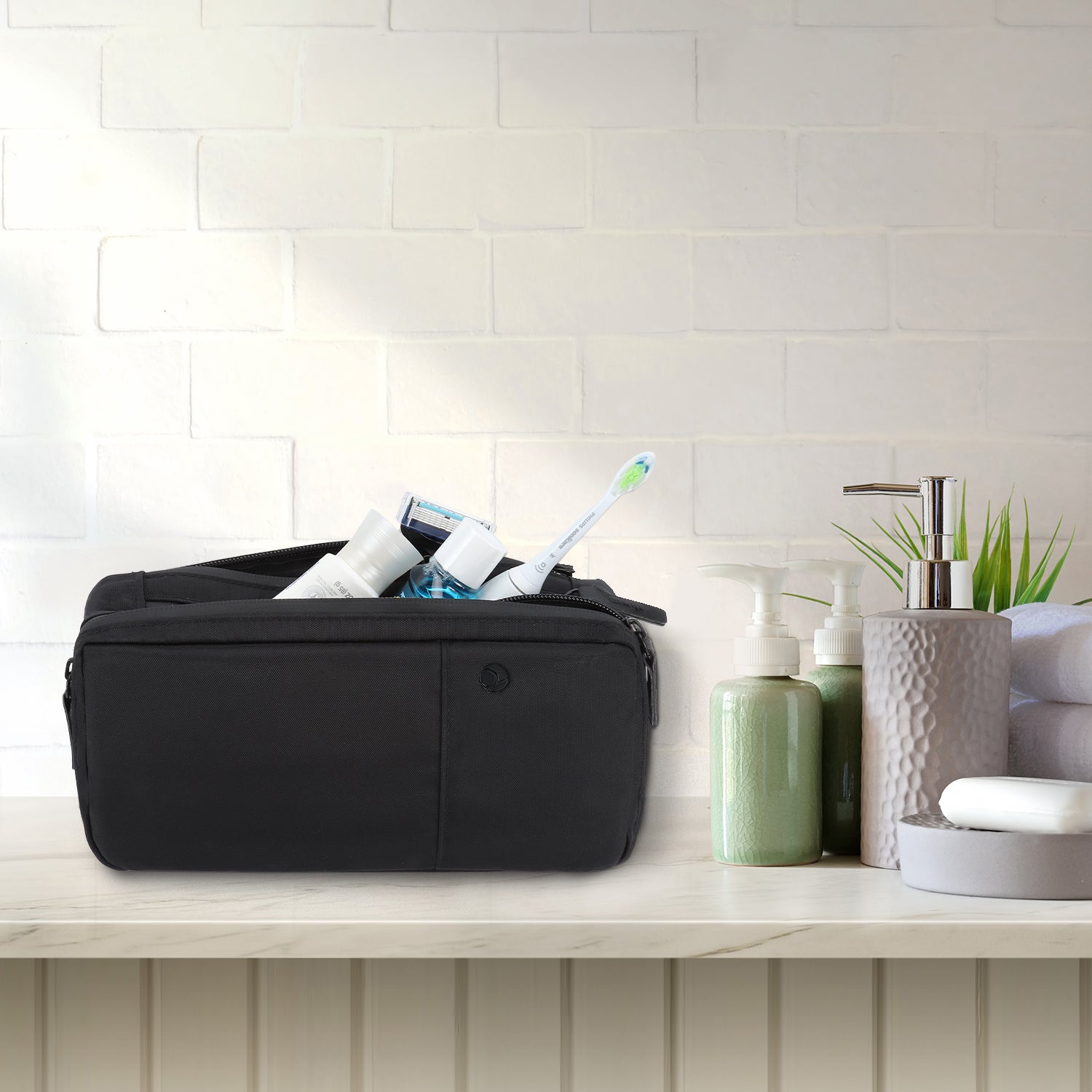 Mens Travel Toiletry Bag, Compact Haning Dopp Kit and Wash Bag for Men