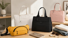 Tote bags and travel accessories displayed for everyday carry and weekend use