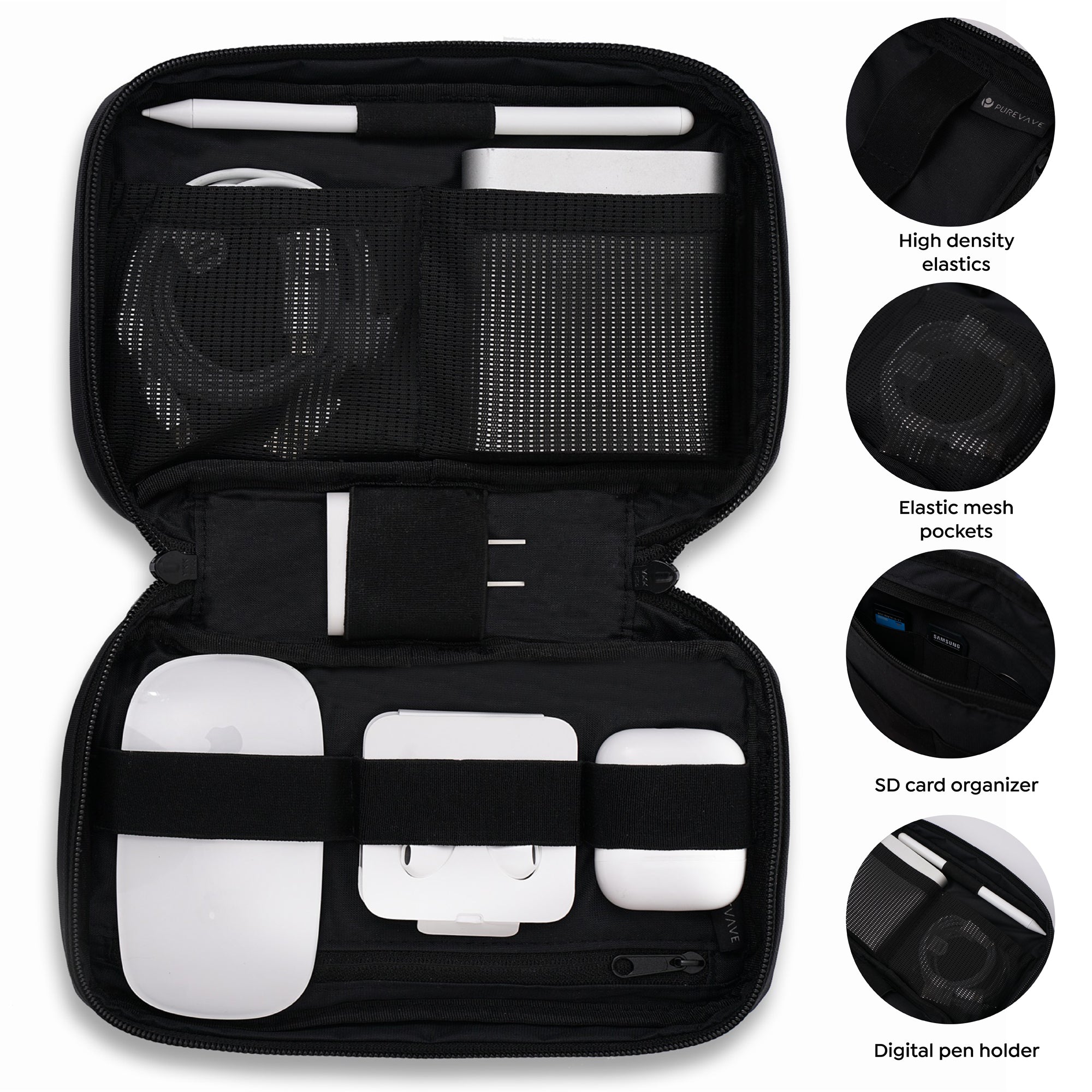 Portable Travel Cable Organizer Bag - Electronic Accessories Case For USB Drives, Cables, Chargers