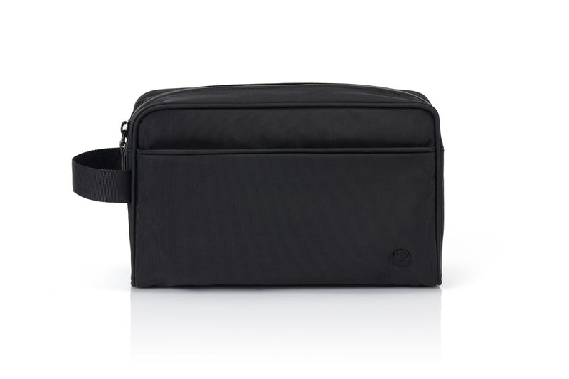 Black men’s nylon Dopp kit front view